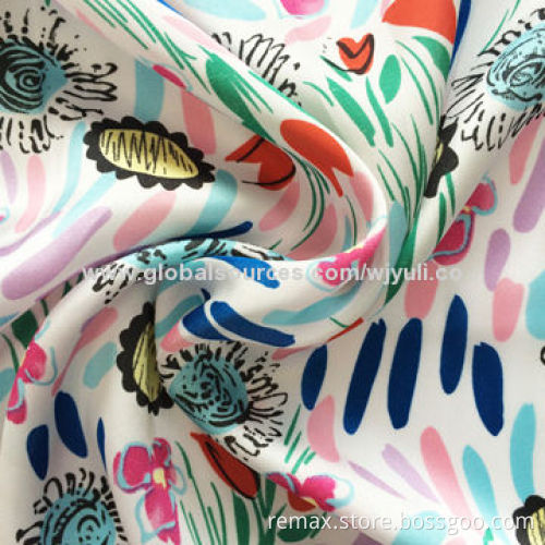 Satin Fabric, 100% Polyester, 50Dx50D Construction, Printed Silky Gorgeous for GarmentsNew